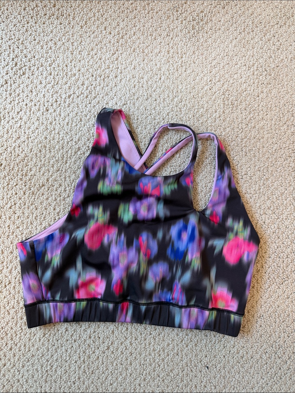 Floral Print Strappy Crop Sports Bra